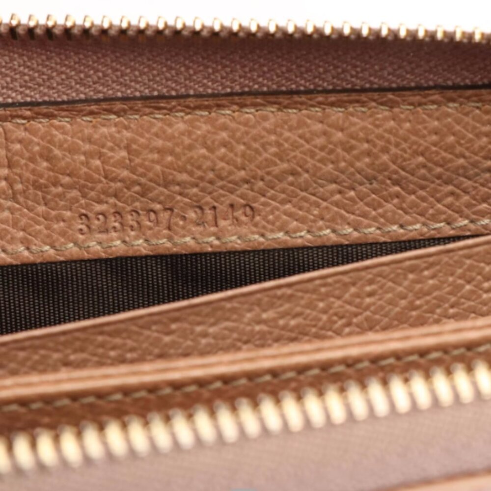 GUCCI Zip Around Wallet in Mauve Pink Leather Trimmed Beige GG Canvas | Women - Picture 5 of 11